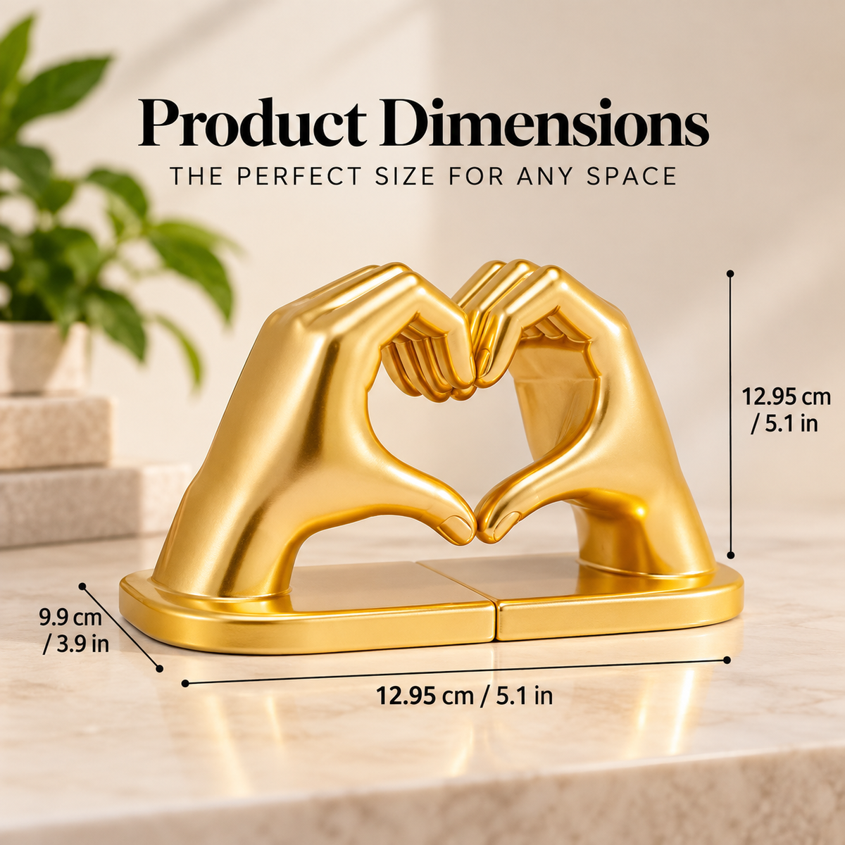 Heart Hands Bookends | Decorative Love Sculpture