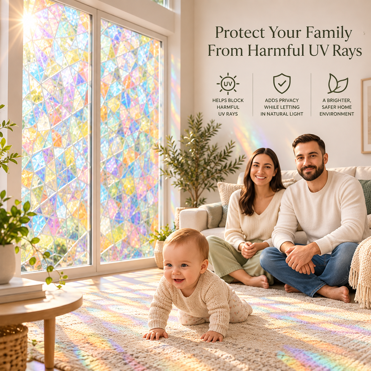 Rainbow Privacy Window Film | Iridescent Decorative Glass Film