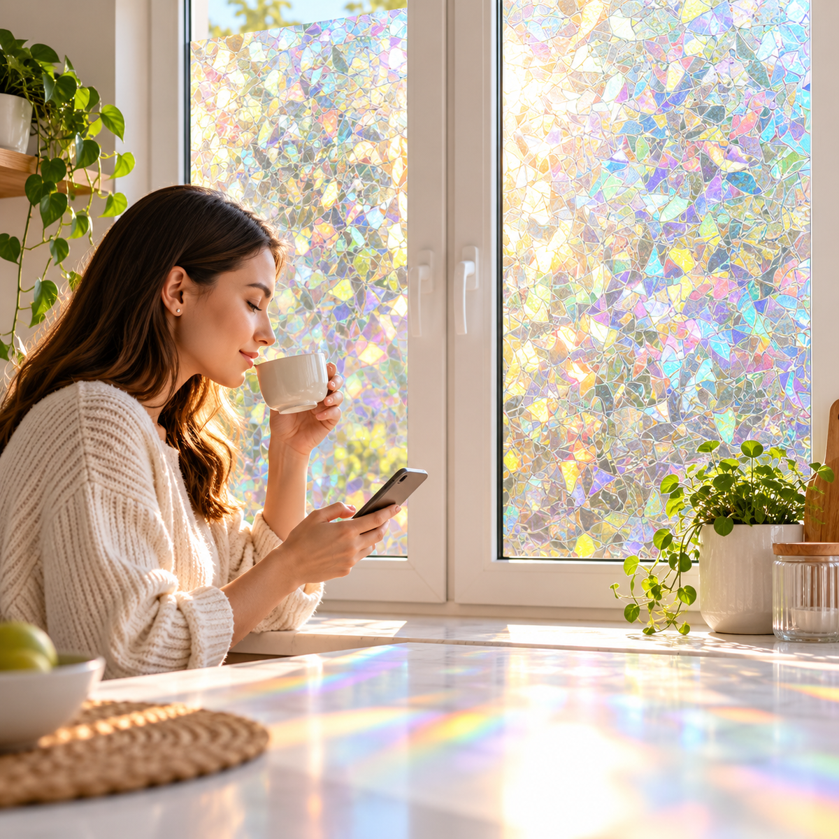 Rainbow Privacy Window Film | Iridescent Decorative Glass Film
