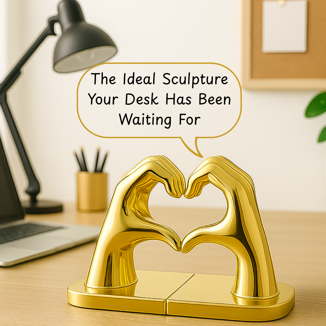 Heart-Hands Bookend Sculpture